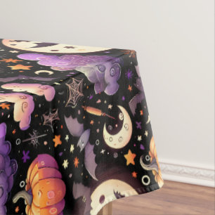 Toalha De Mesa Padrão Caprichoso do Céu Noturno de Halloween
