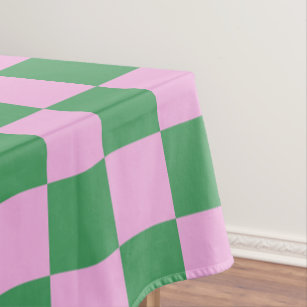 Toalha De Mesa Padrão Checkboard rosa e verde marcados