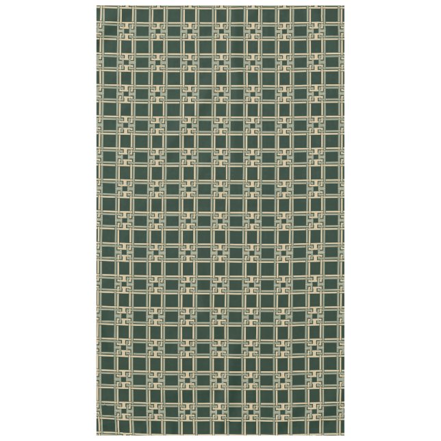 Toalha De Mesa Padrão Clássico da Chave Grega em Verde Floresta (Frente)