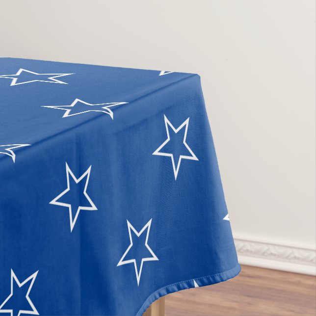 Toalha De Mesa Padrão clássico de estrelas azul e branca (Posição Original)