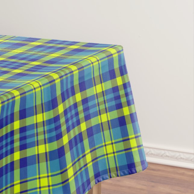 Toalha De Mesa Padrão Clássico de Tartan Xadrez Azul (Posição Original)