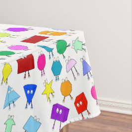 Toalha De Mesa Padrão Colorido de Formas Geométricas 2D e 3D para