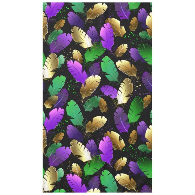 Toalha De Mesa Padrão contínuo com penas de Mardi Gras (Frente)