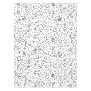 Toalha De Mesa Padrão contínuo de doodle preto e branco de coisas