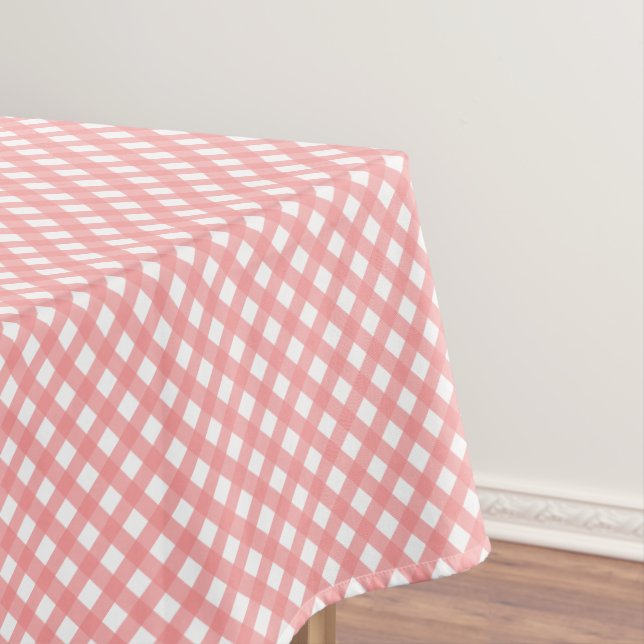 Toalha De Mesa Padrão Coral Pink Gingham (Posição Original)