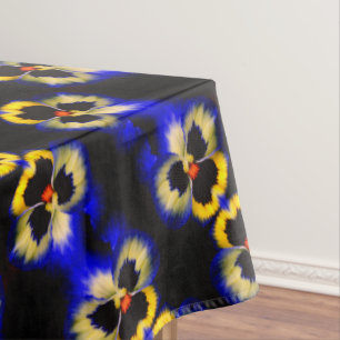 Toalha De Mesa Padrão de Abstrato de Flor Azul Pansy
