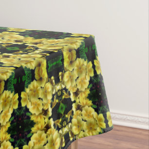 Toalha De Mesa Padrão de Abstrato de Flores de Primrose Amarela