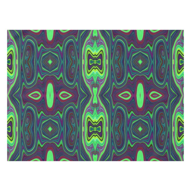 Toalha De Mesa Padrão de Abstrato de Retro, Vermelho e Azul (Frente (Horizontal))