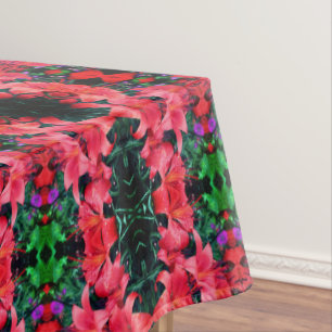 Toalha De Mesa Padrão de Abstrato Floral dos Lírios Laranja