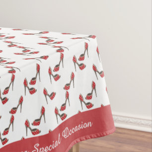 Toalha De Mesa Padrão de alto salto da Bolinhas Vermelha Retroati