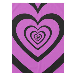 Toalha De Mesa Padrão de Amor do Coração Hipnótico Roxo Negro