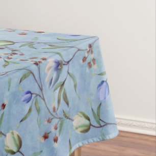 Toalha De Mesa Padrão de Anêmonas das Tulipas Azuis e Brancas