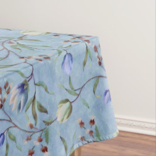 Toalha De Mesa Padrão de Anêmonas das Tulipas Azuis e Brancas