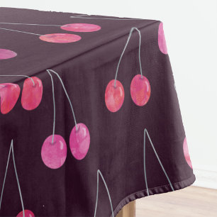 Toalha De Mesa Padrão de aquarela de cereja preta