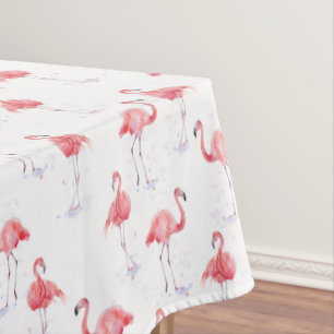 Toalha De Mesa Padrão de Aquarela Flamingo Rosa Elegante