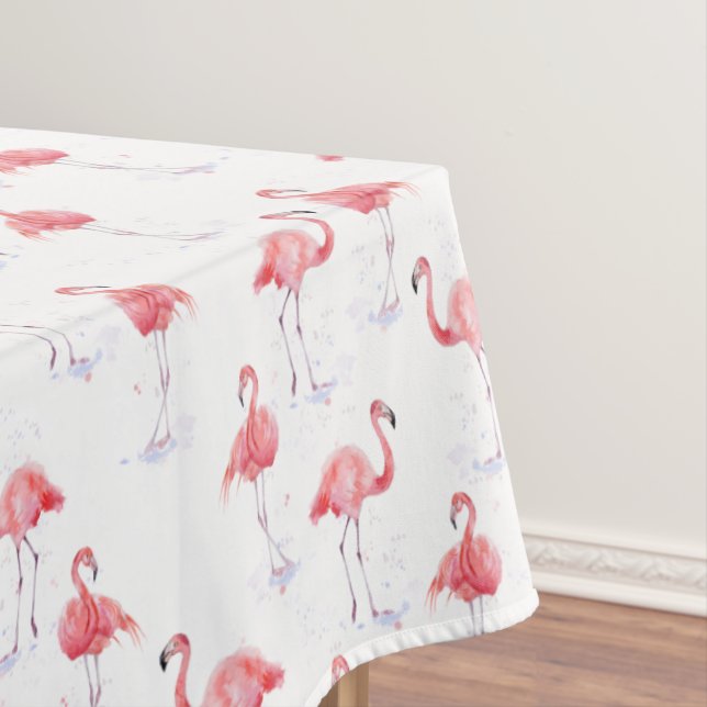 Toalha De Mesa Padrão de Aquarela Flamingo Rosa Elegante (Posição Original)