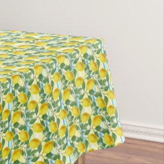 Toalha De Mesa Padrão de arte de limão de verão mediterrâneo fofo