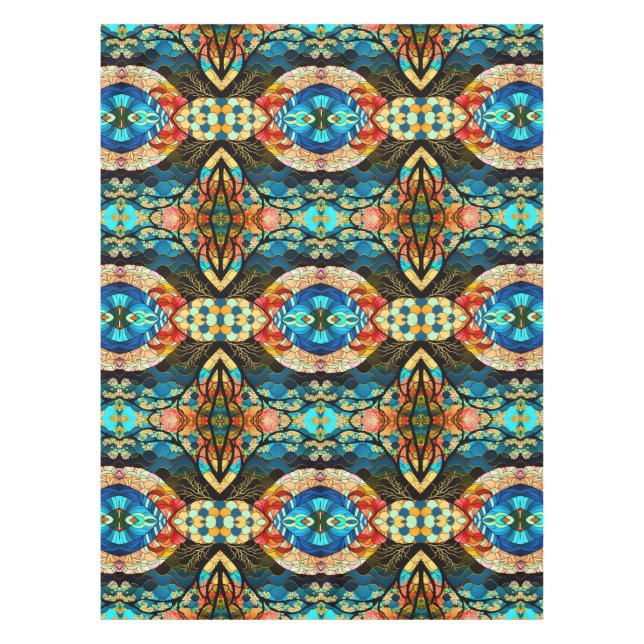 TOALHA DE MESA PADRÃO DE ARTE FLORESTAL JAPONÊS (Frente)