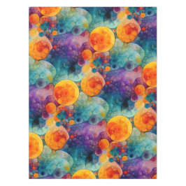 Toalha De Mesa Padrão de Arte Fractal Laranja Roxo Turquesa Vibra