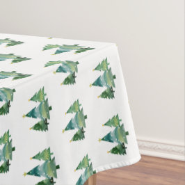 Toalha De Mesa Padrão de Árvore de Natal Elegante Watercolor