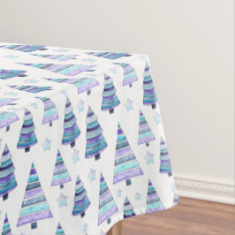 Toalha De Mesa Padrão de Árvore de Natal Moderno Violeta Azul