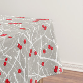 Toalha De Mesa Padrão de Árvores de Winterberry Snowy | Cogumelos