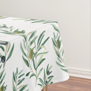 Toalha De Mesa Padrão de Azeitona Verde Aquarela Charme Rústico F