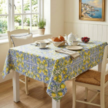 Padrão de Azulejo Azul Limão Italiano Mediterrâneo