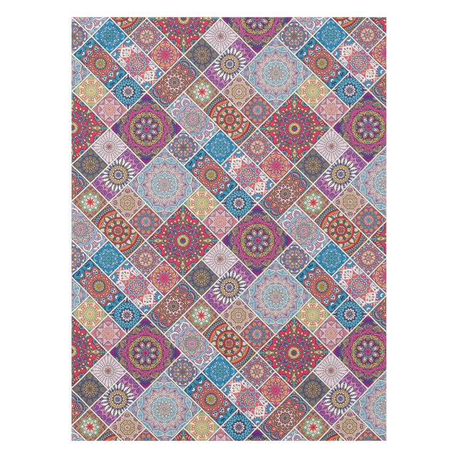 Toalha De Mesa Padrão de Azulejo de Mandala/Marrocos (Frente)