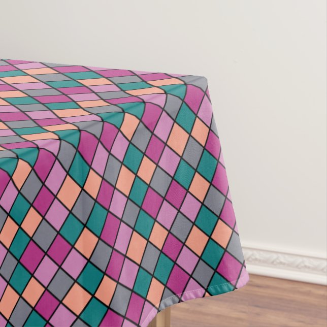 Toalha De Mesa Padrão de Azulejo Diagonal Colorida (Posição Original)