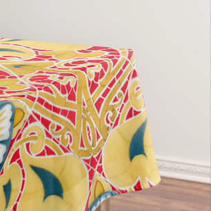 Toalha De Mesa Padrão de Azulejo Floral de Vintage Art Nouveau