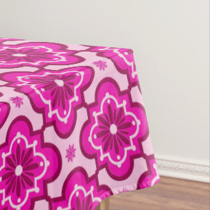 Toalha De Mesa Padrão de azulejo marroquino - Rosa Fúcsia