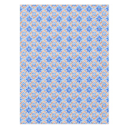Toalha De Mesa Padrão de Azulejo Mediterrâneo Terracota Azul