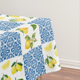 Toalha De Mesa Padrão de Azulejo País Francês Mediterrâneo Limão