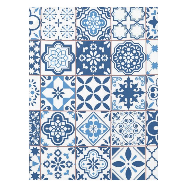 Toalha De Mesa Padrão de azulejos cerâmicos (Frente)