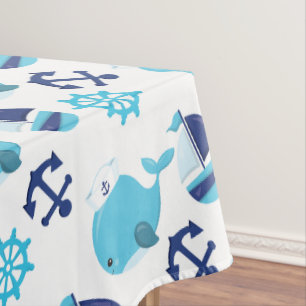 Toalha De Mesa Padrão De Baleias, Baleias Cutas, Baleias Azuis