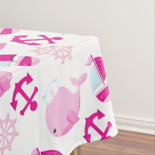 Toalha De Mesa Padrão De Baleias, Baleias Cutas, Baleias Rosa