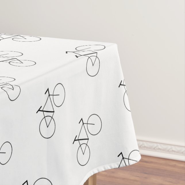 Toalha De Mesa Padrão de Bicicleta no Elegante Branco Clássico (Posição Original)