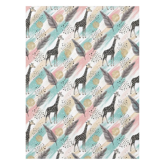 Toalha De Mesa Padrão de Bolinhas de Girafa Whimsical - Pastel (Frente)