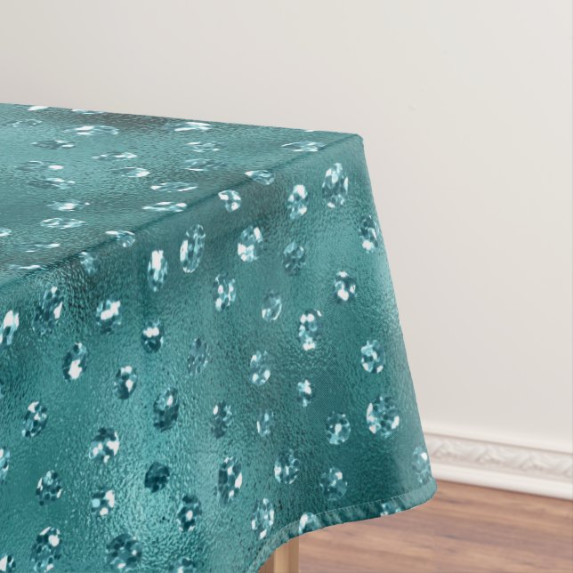 Toalha De Mesa Padrão de Bolinhas de Glitter de Ómbre Teal (Posição Original)
