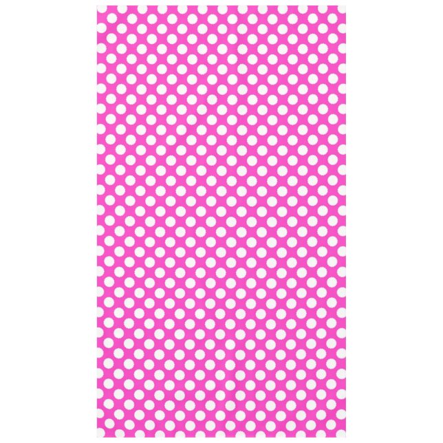 Toalha De Mesa Padrão de Bolinhas Rosa e Branco Elegante (Frente)