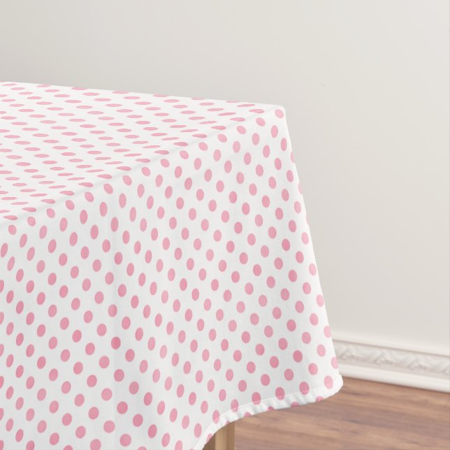 Toalha De Mesa Padrão de bolinhas rosa pastel branco retrô (Posição Original)