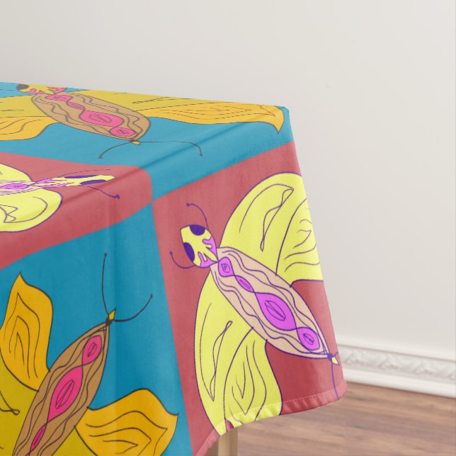 Toalha De Mesa Padrão de borboleta branca (Posição Original)
