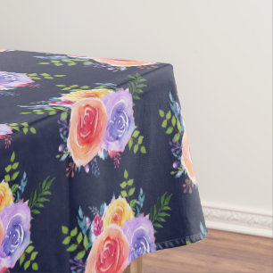 Toalha De Mesa Padrão de Buquê Floral de Rosas de Aquarela Mode