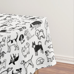 Toalha De Mesa Padrão de Cães Pretos e Brancos Cute Canine Lov