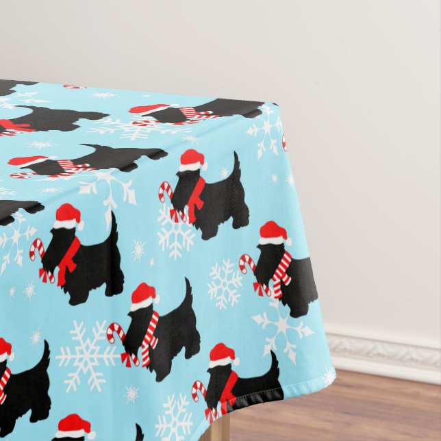 Toalha De Mesa Padrão de Cães Scottie no Natal (Posição Original)