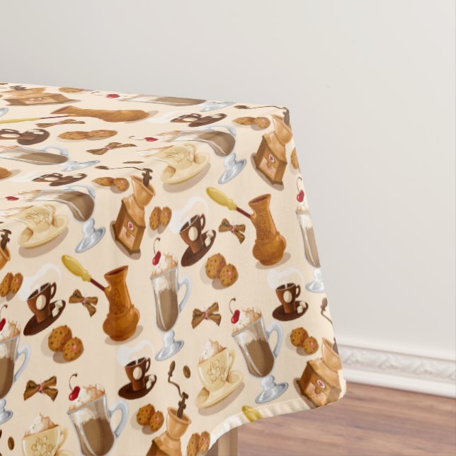 Toalha De Mesa Padrão de Café e Cookie (Posição Original)