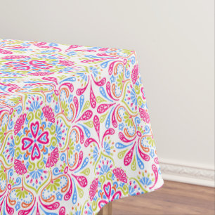 Toalha De Mesa Padrão de caleidoscópio azul-rosa e verde