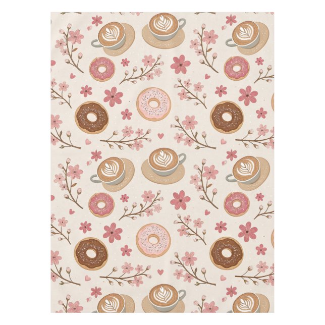 Toalha De Mesa Padrão de Capa de Café Flor de Cerejeira (3) (Frente)