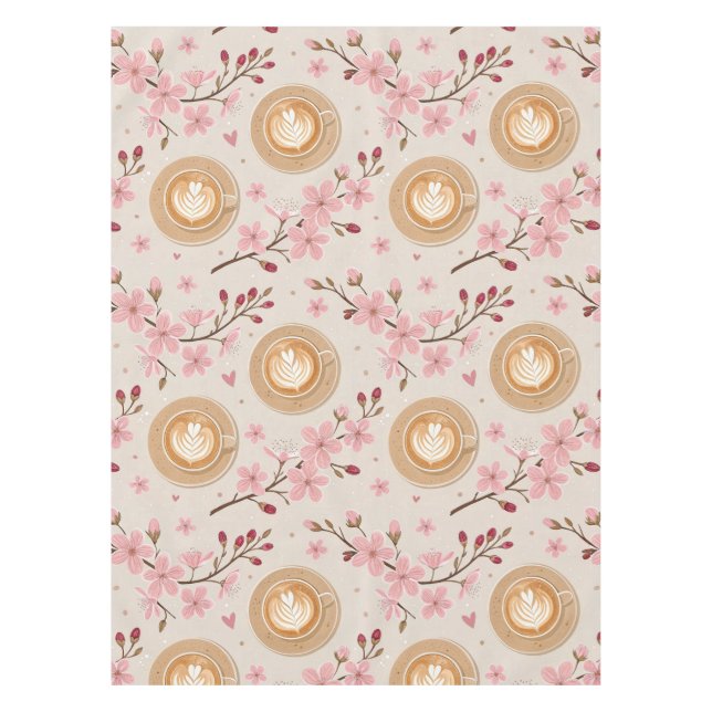Toalha De Mesa Padrão de Capa de Café Flor de Cerejeira (7) (Frente)